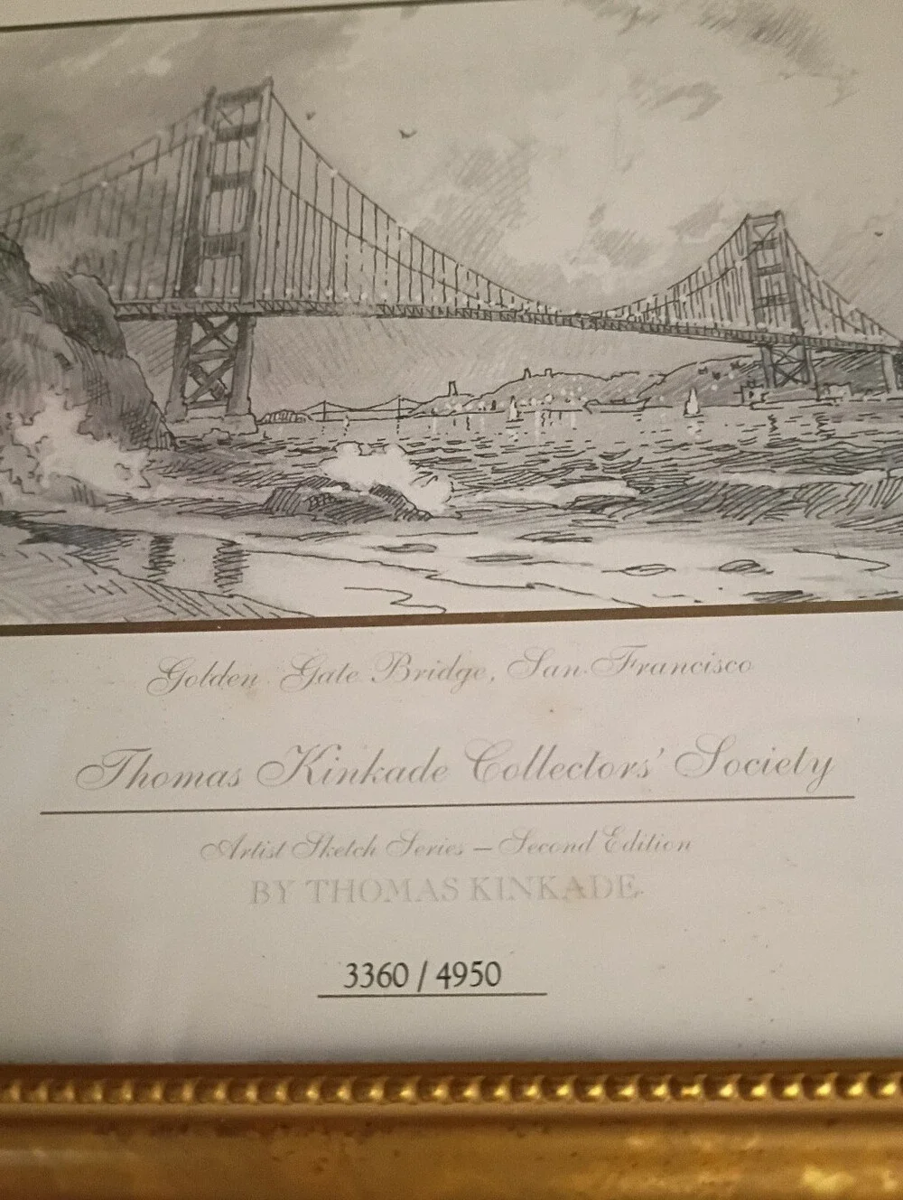 Thomas Kinkade Gold Frame Golden Gate Bridge Signed Numbered With Coa